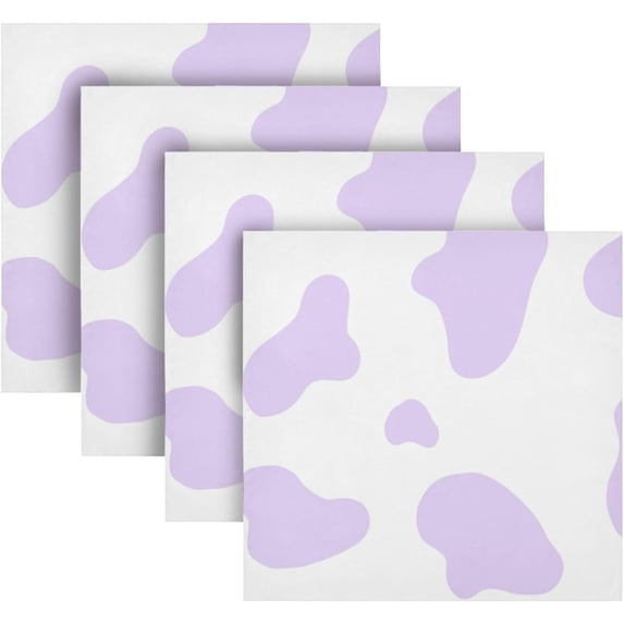 Coolnut Purple Cow Cloth Napkins Set of 6, Reusable Washable Polyester Dinner Table Napkins for Family, Weddings, Parties, Home Decor, 20 x 20 Inch Washcloth Gift