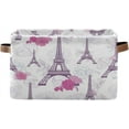 thumbnail image 1 of Coolnut Purple Eiffel Tower Large Square Storage Basket Bin with Handles 1PCS, Foldable Multi Functional Closet Storage Box Shelf Basket for Storing Toys, Books and Clothes Decor Gifts, 1 of 7