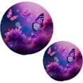 thumbnail image 1 of Coolnut Purple Flowers and Butterflies Round Woven Potholders Set Trivets for Hot Dishe Heat Resistant Non-Slip Trivets for Cooking and Baking Kitchen Home Decor, 1 of 7