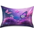 thumbnail image 1 of Coolnut Purple Flowers and Butterflies Satin Pillowcase for Hair and Skin Silk Pillowcase Soft Pillow Covers Smooth Cooling Pillowcase with Envelope Closure Size 20x30 In Home Decor Gifts, 1 of 7