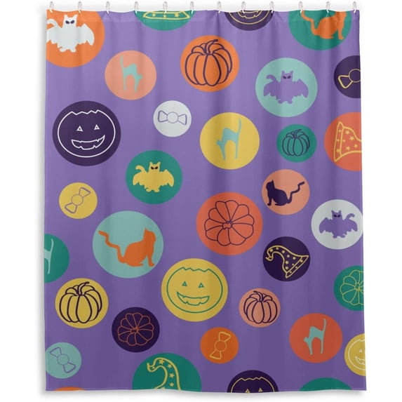 Coolnut Purple Halloween Theme Shower Curtain Bathroom Decor Watercolor Shower Curtain Sets Fabric Cloth Bathroom Curtains with Hooks 60x72 Inch