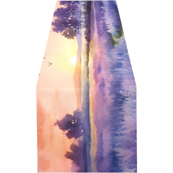 Coolnut Purple Lavender Garden Table Runner 14x108in,Coffee Table Runners, Dresser Scarf, Outdoor Short Small Dining Table Runners, Geometric for Nightstand, Dinner Parties, Wedding191 Home Decor