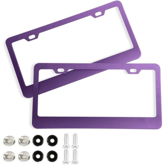 Coolnut Purple Solid Color License Plate Frames 2pcs, Aluminum Universal Car License Plate Holder with Round Hole for US Vehicles, 12"x 6"