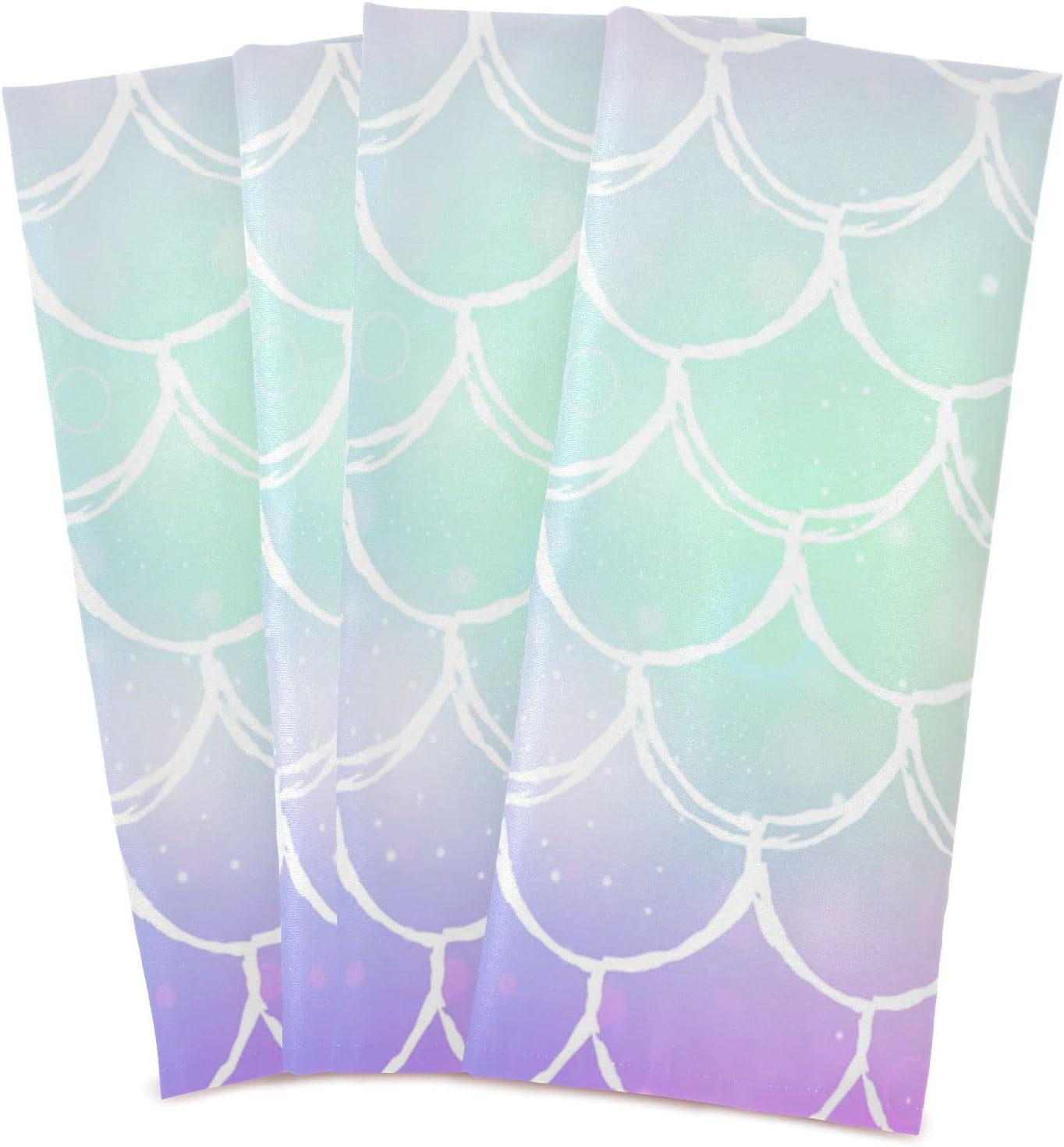 Coolnut Rainbow Scales Mermaid Kitchen Towels Set of 4 Dishcloths Hand