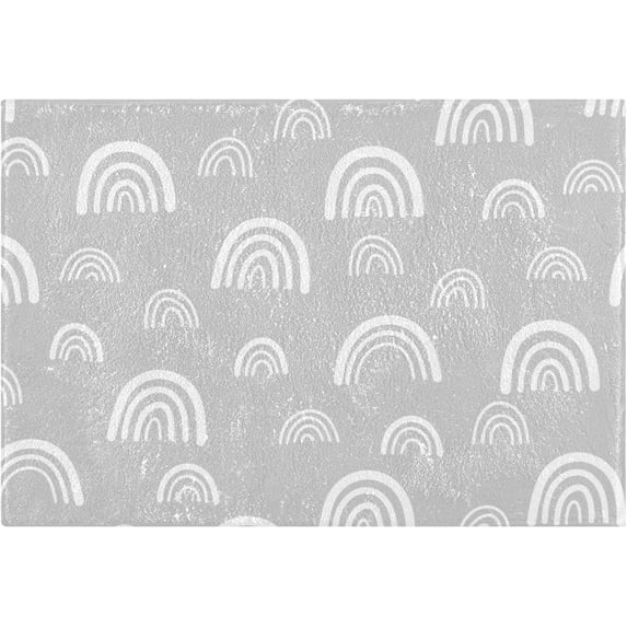 Coolnut Rainbow on Grey Bathroom Rug Rectangular Bath Mat Non Slip Bath Rugs Absorbent Shaggy Bathmats for Sink Shower 16" x 24" Home Decor
