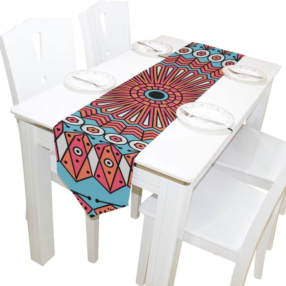 Coolnut Rectangle Cloth Table Runner, Arabesque Ornament Table Cover 13"x70"for Wedding Birthday Holiday