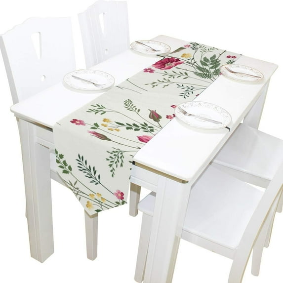 Coolnut Rectangle Cloth Table Runner, Floral Flowers Table Cover 13"x70"for Wedding Birthday Holiday