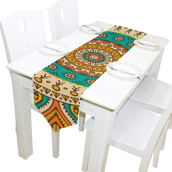 Coolnut Rectangle Cloth Table Runner, Vintage Motifs Table Cover 13"x90"for Wedding Birthday Holiday