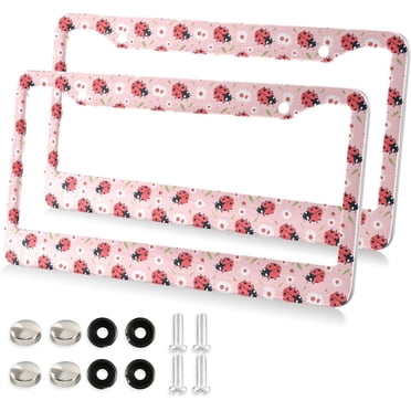 Cute Ladybug License Plate Frame – Metal, Fits Standard USA & Canada Plates, Front Or Rear