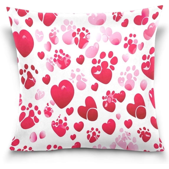 Coolnut Red Dog Paws Pillow Covers Soft Crystal Velvet Decor Giftsative Cushion Covers Square Throw Pillow Covers Home Decor Gifts for Sofa, 16×16 Inch