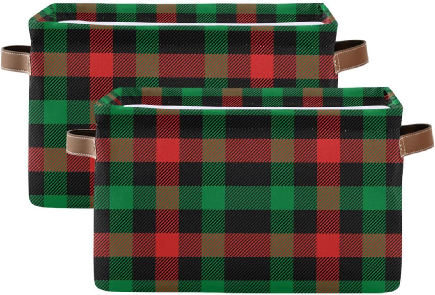 24 Pcs Christmas Gift Bags - Red Green Buffalo Plaid With Handles - 6.3x3.1x12.6 Inches - Holiday Party Favor Bags