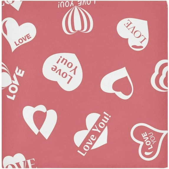 Coolnut Red Loving Heart Cloth Napkins Set of 6, Durable Printed Washable Table Napkins for Valentines, Weddings, Dinners Parties Home Decor, 20 x 20 Inch Washcloth Gift