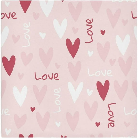 Coolnut Red Loving Heart Cloth Napkins Set of 6, Durable Printed Washable Table Napkins for Valentines, Weddings, Dinners Parties Home Decor, 20 x 20 Inch Washcloth Gift
