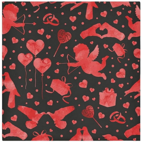 Coolnut Red Loving Heart Cupid Cloth Napkins Set of 6, Jacquard Printed Washable Table Napkins for Valentines, Weddings, Dinners Parties Home Decor, 20 x 20 Inch Washcloth Gift