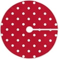 thumbnail image 1 of Coolnut Red Polka Dot Christmas Tree Skirt 48", Large Christmas Tree Mat Xmas Holiday Home Party Decor, 1 of 6