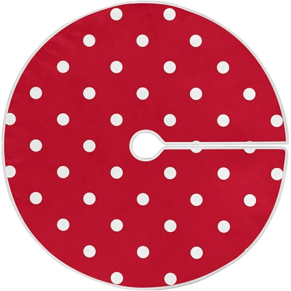Coolnut Red Polka Dot Christmas Tree Skirt 48", Large Christmas Tree Mat Xmas Holiday Home Party Decor