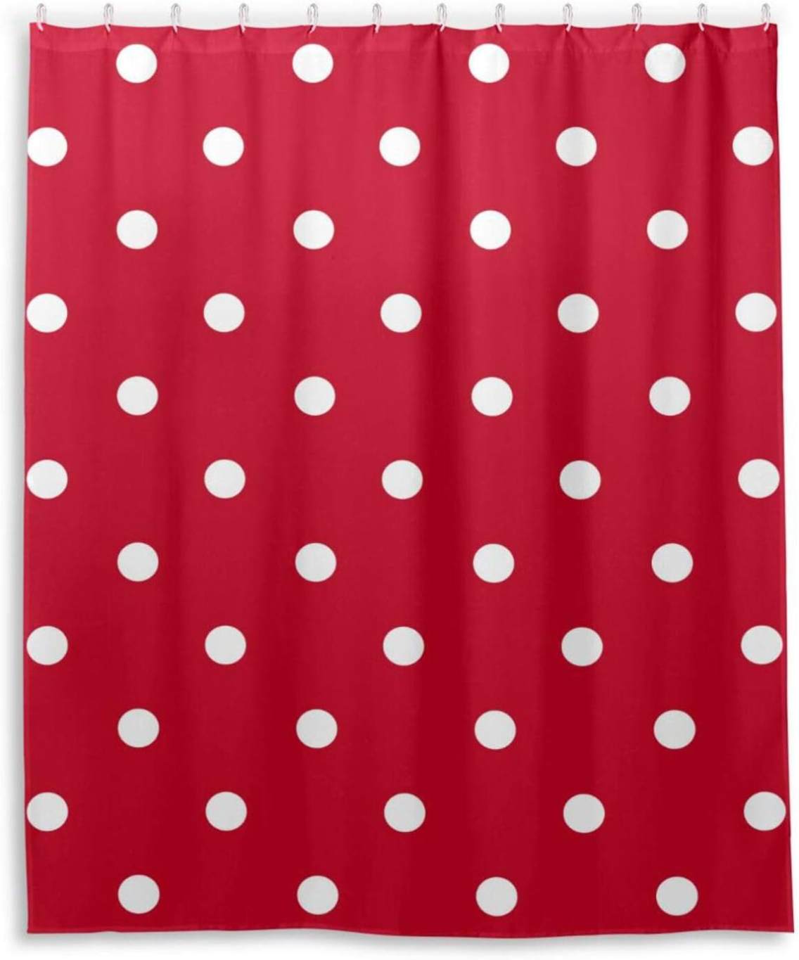 Fashion Dress Shower Curtain - Black & Red Girly Print, Gold Polka Dots & Eiffel Tower, Waterproof 72x84 Inches With Hooks