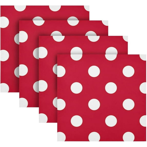 Coolnut Red Polka Dots Cloth Napkins Set of 6, Reusable Washable Polyester Dinner Table Napkins for Family, Weddings, Parties, Home Decor, 20 x 20 Inch Washcloth Gift