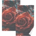 thumbnail image 1 of Coolnut Red Rose Drop Hand Towels 2 Pieces 16×28 inches, Cotton Bath Towel Water Absorbent Lightweight Quickdry Towels for Bathroom Ktichen Travel Gym, 1 of 6