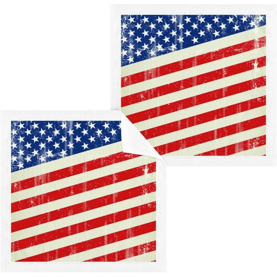 Coolnut Retro American Flag Wash Cloths 6 Pack - 12 x 12 Inch Super Soft Washcloths for Your Face and Body - 100% Cotton Highly Absorbent Baby Face Towel Washcloth Gift