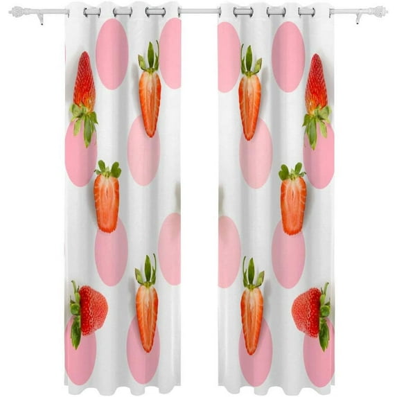 Coolnut Room Darkening Window Curtains Drapes Strawberry Pink Circle Thermal Insulated Grommet Blackout Curtains 84x55 in 2 Panels