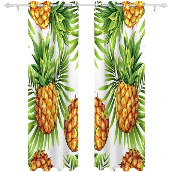 Coolnut Room Darkening Window Curtains Drapes Tropical Pineapple Thermal Insulated Grommet Blackout Curtains 84x55 in 2 Panels