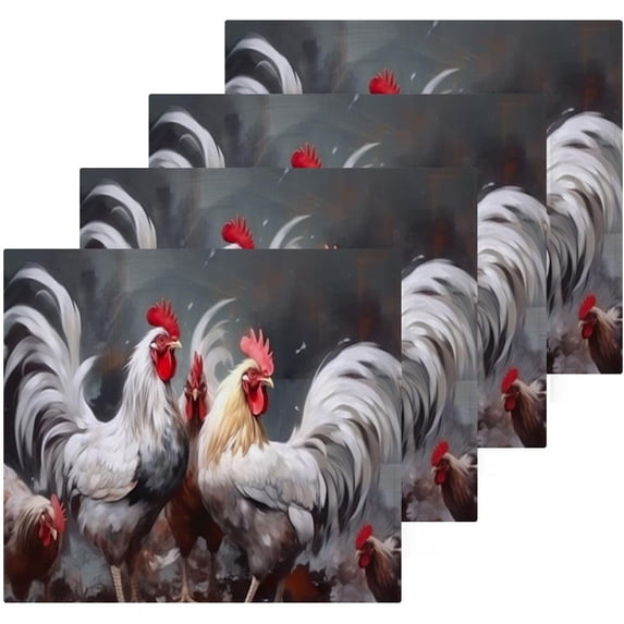 Coolnut Rooster Painting Washcloths, Soft and Absorbent Cotton Towel, 2 Pack 12 X 12 Inches Premium Quick Dry Face Towel Wash cloth