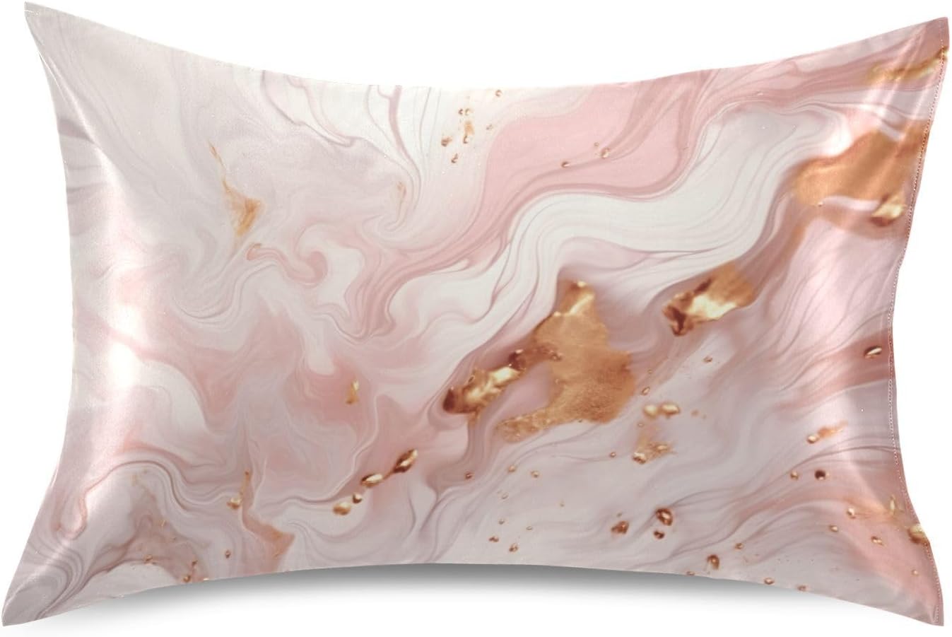 Coolnut Rose Gold Marble Texture Pillowcase for Hair and Skin Silk Pillowcase King Size 20 ×40In