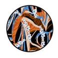 thumbnail image 1 of Coolnut Round Rugs for Living Room, Black Brown Abstract Art Flower Non-Slip Coral Velvet Long Runner Rugs, Washable Water Absorbent Mat Carpet for Bedroom Kitchen Kids Room, 1 of 6