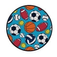 thumbnail image 1 of Coolnut Round Rugs for Living Room, Blue Background Football Basketball Game Non-Slip Coral Velvet Long Runner Rugs, Washable Water Absorbent Mat Carpet for Bedroom Kitchen Kids Room, 1 of 6