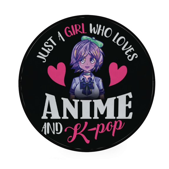 Coolnut Round Rugs for Living Room, Just A Girl Who Loves Anime An Non-Slip Coral Velvet Long Runner Rugs, Washable Water Absorbent Mat Carpet for Bedroom Kitchen Kids Room