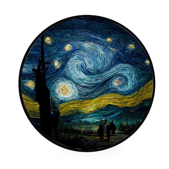 Coolnut Round Rugs for Living Room, Van Gogh'S Starry Night Reimag Non-Slip Coral Velvet Long Runner Rugs, Washable Water Absorbent Mat Carpet for Bedroom Kitchen Kids Room