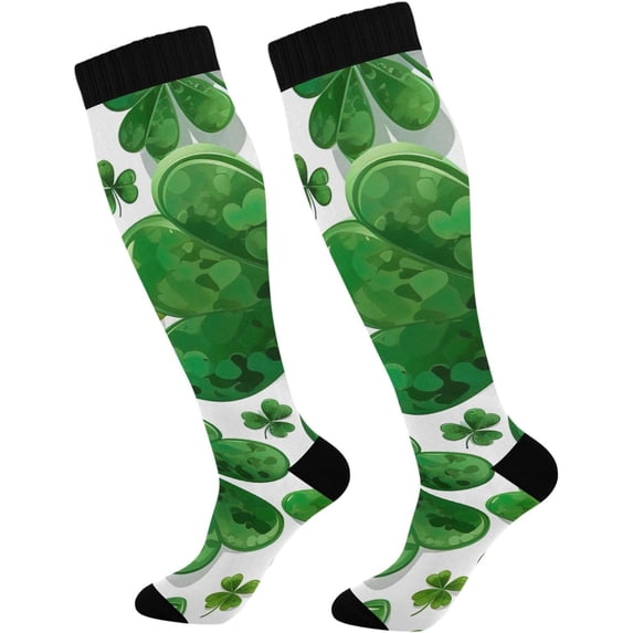 Coolnut Saint Patricks Green Shamrock Compression Socks for Women&Men Circulation-Best Support for Nurses, Running, Athletic-1 Pairs Gift