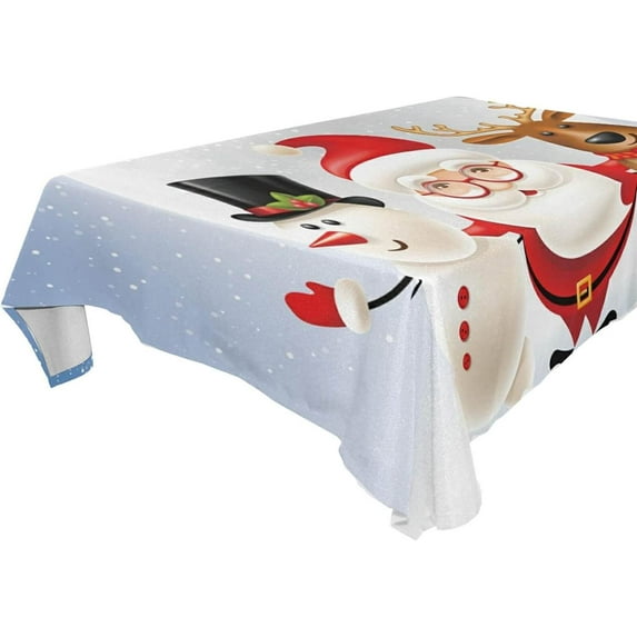 Coolnut Santa Claus Tablecloth 60"x108", Waterproof Washable Polyester Square Table Cover, Durable Tablecloth for Kitchen Dining Table Party Decor