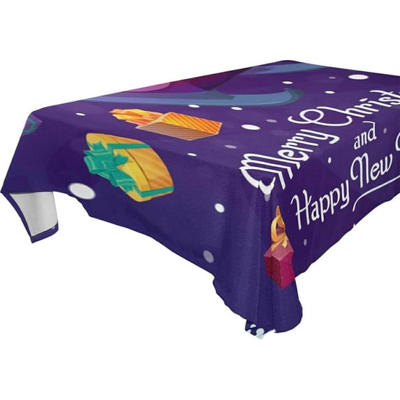 Coolnut Santa Claus Tablecloth, Waterproof Washable Polyester Square Table Cover, Durable Tablecloth for Kitchen Dining Table Party Decor, 54"x54"