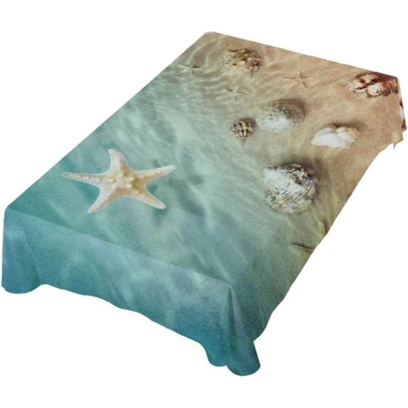 Coolnut Sarfish on The Summer Beach in Sea Water Rectangle Tablecloth,Dinner Table Cover for Outdoor & Indoor Patio, Picnic, BBQ, Holiday Party 54x54In