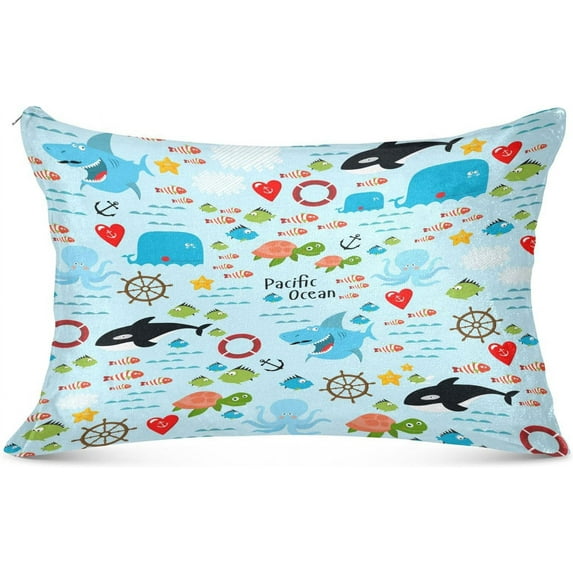 Coolnut Sea Animals Pillowcases, Soft and Cozy Decor Giftsative Pillow Cases with Hidden Zipper for Bedroom, Sofa, Couch, King Size 20x40 Inches(174)
