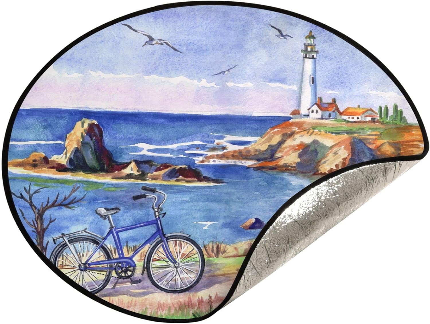Coolnut Sea Lighthouse Bicycle Christmas Tree Mats Waterproof Tree