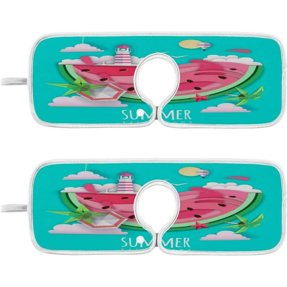 Coolnut Sea Lighthouse Sink Splash Guard for Faucet 2 Packs Faucet Absorbent Mats, Slice Watermelon Faucet Handle Drip Catcher Quickly Drying Mat for Kitchen Counter Bathroom RV, 14.9"x5.5"
