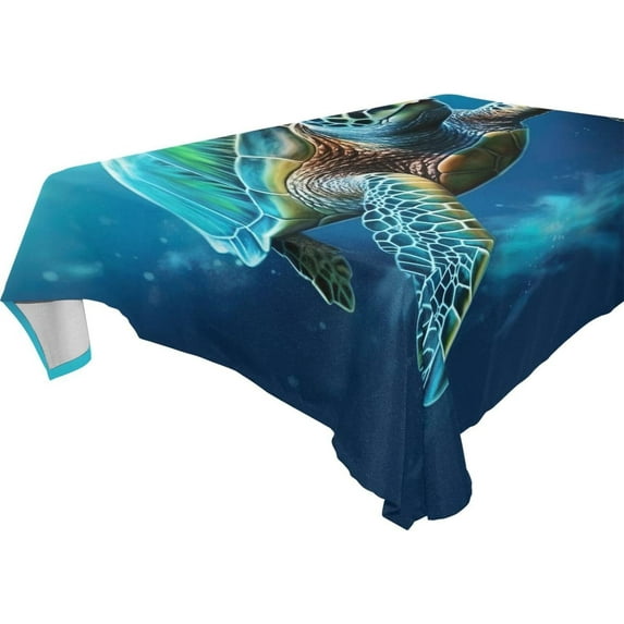 Coolnut Sea Turtle Rectangle Tablecloth Waterproof Polyester Table Clothative Stain Resistant & Wrinkle Resistant Washable Table Cover for Dining Table/Party/Camping 60x90 Inch Decor Gift