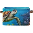 thumbnail image 1 of Coolnut Sea Turtle Storage Bins Foldable Canvas Fabric Storage Basket with Handles for Organizing, Large Storage Baskets for Shelves Closet Decor Gifts, 1 of 7
