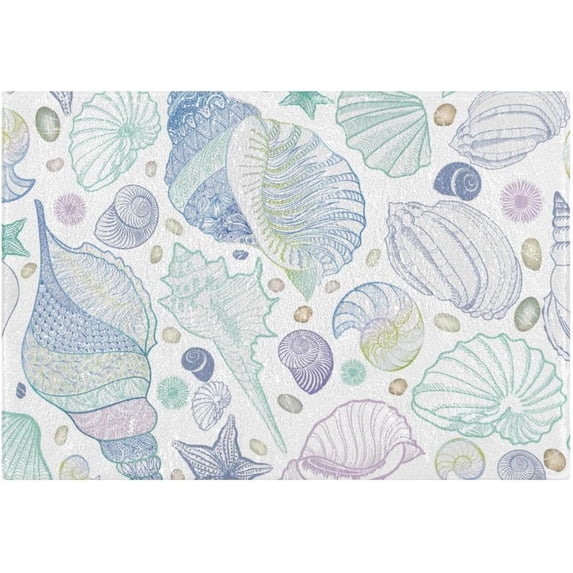 Coolnut Seashell Anti-Slip Ultra Absorbent Durable Bath Rug with Rubber Backing,24"x16"
