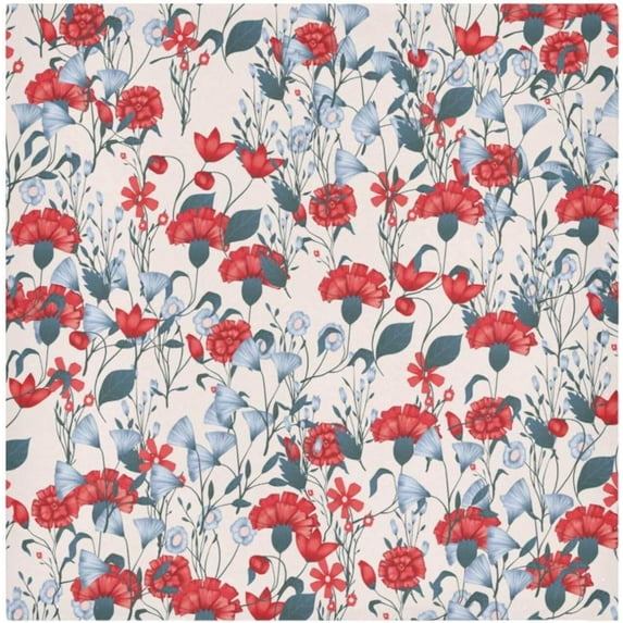 Coolnut Set of 4 Romantic Floral Design with Roses Satin Napkin Square 20 Inches Table Napkins Soft Smooth Decorative Napkins for Wedding Banquet Party Decoration