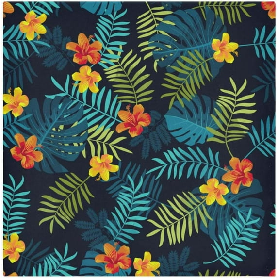 Coolnut Set of 4 Tropical Floral Summer Monstera Leaves Satin Napkin Square 20 Inches Table Napkins Soft Smooth Decorative Napkins for Wedding Banquet Party Decoration