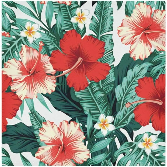 Coolnut Set of 1 Tropical Floral Satin Napkin Square 20 Inches Table Napkins Soft Smooth Decorative Napkins for Wedding Banquet Party Decoration