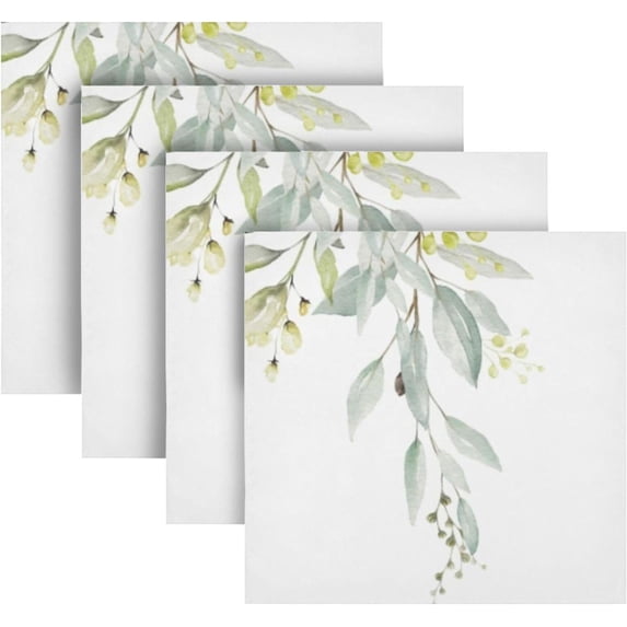 Coolnut Set of 4 Flower with Leaves Napkins Cloth Napkins 20"x20", Washable Polyester Dinner Napkins for Parties, Wedding, Restaurant