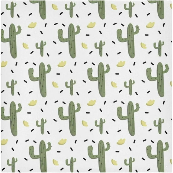 Coolnut Set of 4 Hand Drawn Cactus Satin Napkin Square 20 Inches Table Napkins Soft Smooth Decorative Napkins for Wedding Banquet Party Decoration