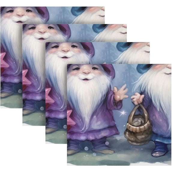 Coolnut Set of 4 Magic Gnome Napkins Cloth Napkins 20"x20", Washable Polyester Dinner Napkins for Parties, Wedding, Restaurant