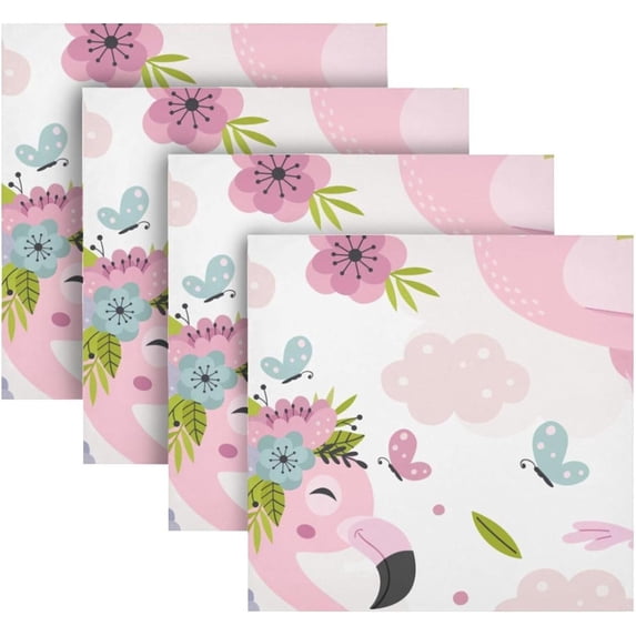 Coolnut Set of 4 Pink Flamingo Napkins Cloth Napkins 20"x20", Washable Polyester Dinner Napkins for Parties, Wedding, Restaurant
