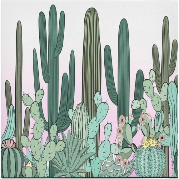 Coolnut Set of 4 Tropical Cactus Satin Napkin Square 20 Inches Table Napkins Soft Smooth Decorative Napkins for Wedding Banquet Party Decoration